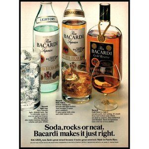 1984 Bacardi Puerto Rican Rum Light Dark Gold Vintage Print Ad Wall Art Photo